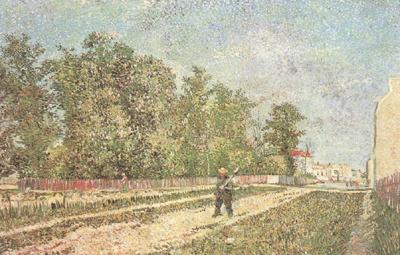 Vincent Van Gogh Outskirts of Paris:Road with Peasant Shouldering a Spade (nn04)